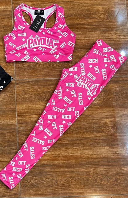 Payola Rich Off Sales Crop Pants Set (Pink)