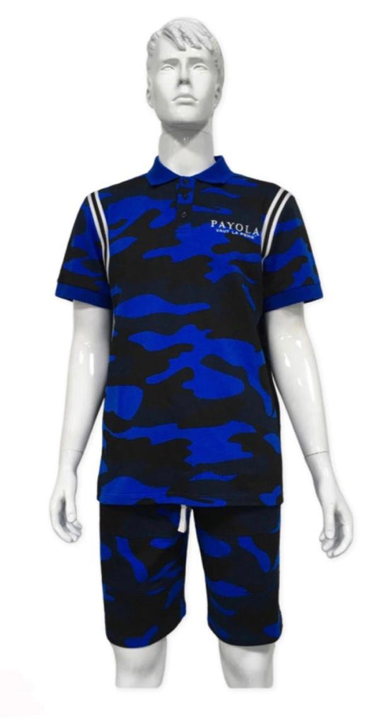 Trenches Camo Collar/Short Set (Blue)